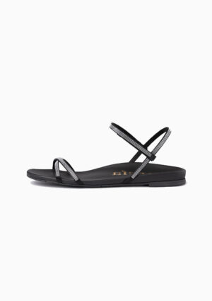 Sandal | Black Nappa Crystal